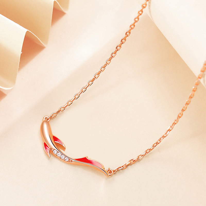 Wear FengShui 925 Sterling Silver Koi Fish Luck Zircon Prosperity Necklace Pendant