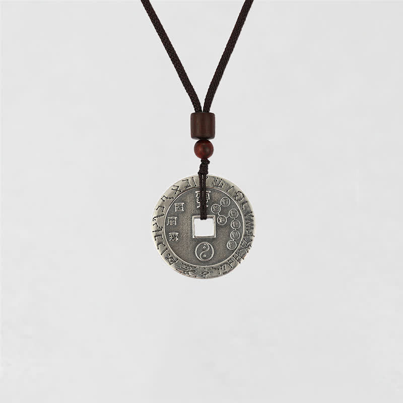 Wear FengShui Bagua Yin Yang Copper Coin Star Balance Energy Necklace Pendant