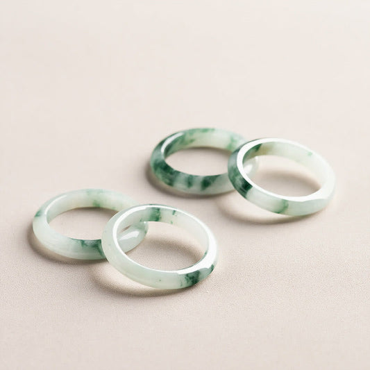 Wear FengShui Natural Green Jade Luck Abundance Ring