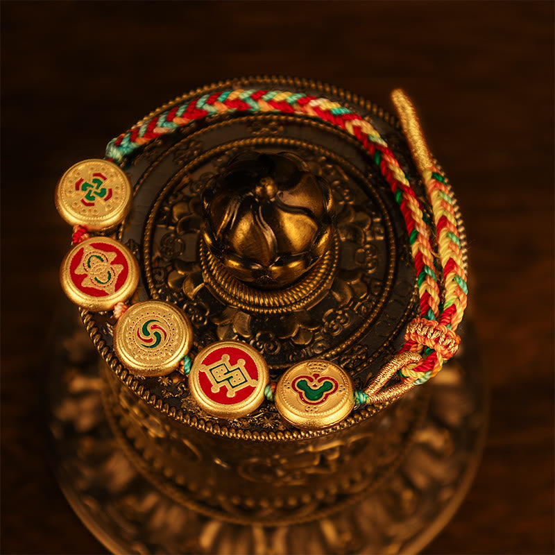 Wear FengShui Tibetan Five God Of Wealth Colorful Rope Braided Luck Bracelet