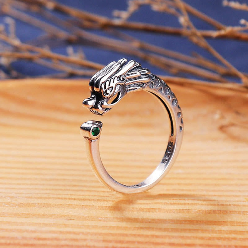 Wear FengShui Vintage Dragon Design Success Strength Adjustable Ring