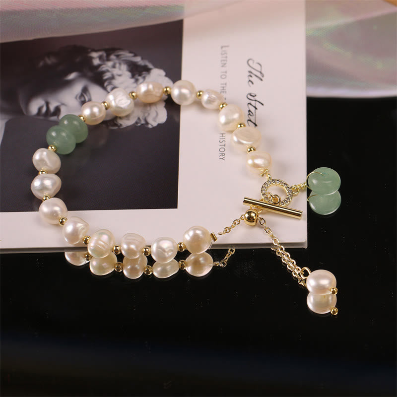 Wear FengShui Pearl Green Strawberry Quartz Bead Healing Chain Bracelet