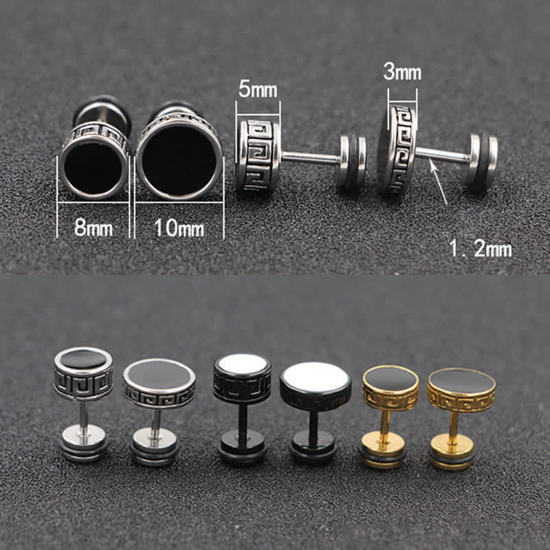 Wear FengShui Cool Men Titanium Steel Balance Round Stud Earrings