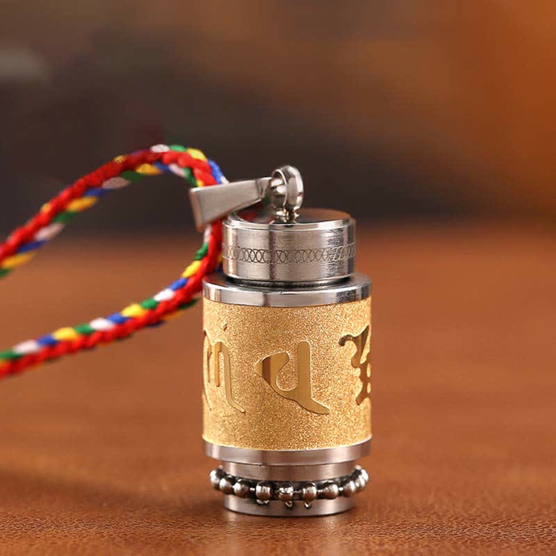Wear FengShui Tibet Om Mani Padme Hum Shurangama Mantra Titanium Steel Wisdom Amulet Necklace Pendant