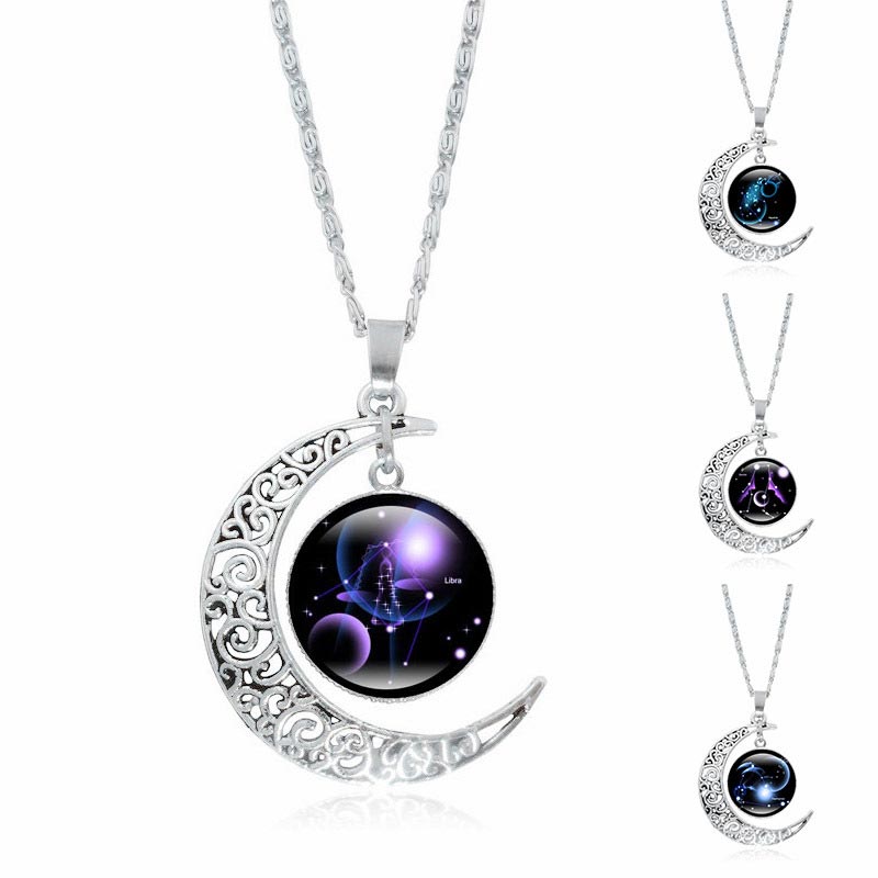 Wear FengShui 12 Constellations of the Zodiac Moon Protection Necklace Chain Pendant