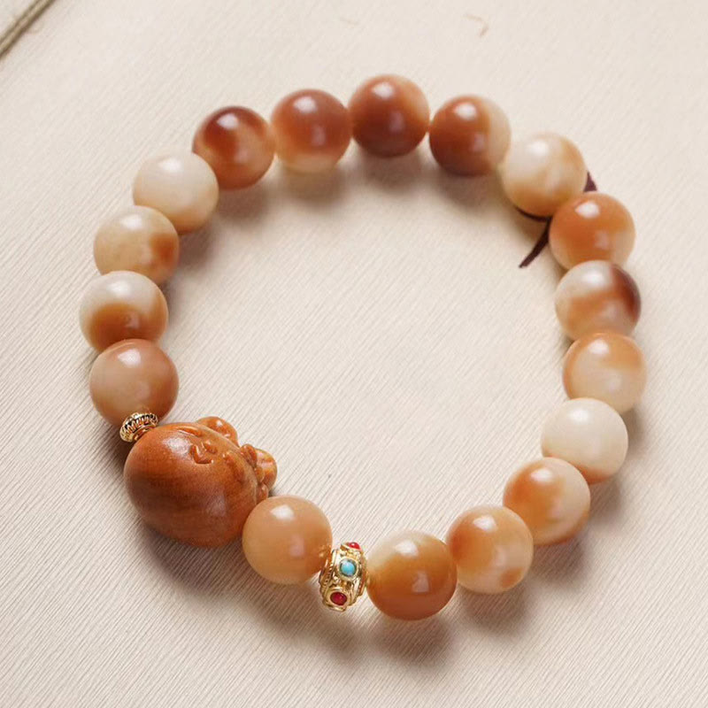 Wear FengShui Natural Bodhi Seed Lovely Rabbit Peace Bracelet