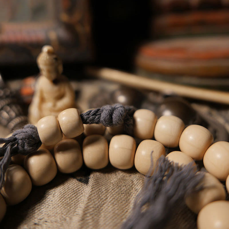 Wear FengShui 108 Mala Beads Abelia Biflora Wood Warding Off Evil Spirits Wrist Mala