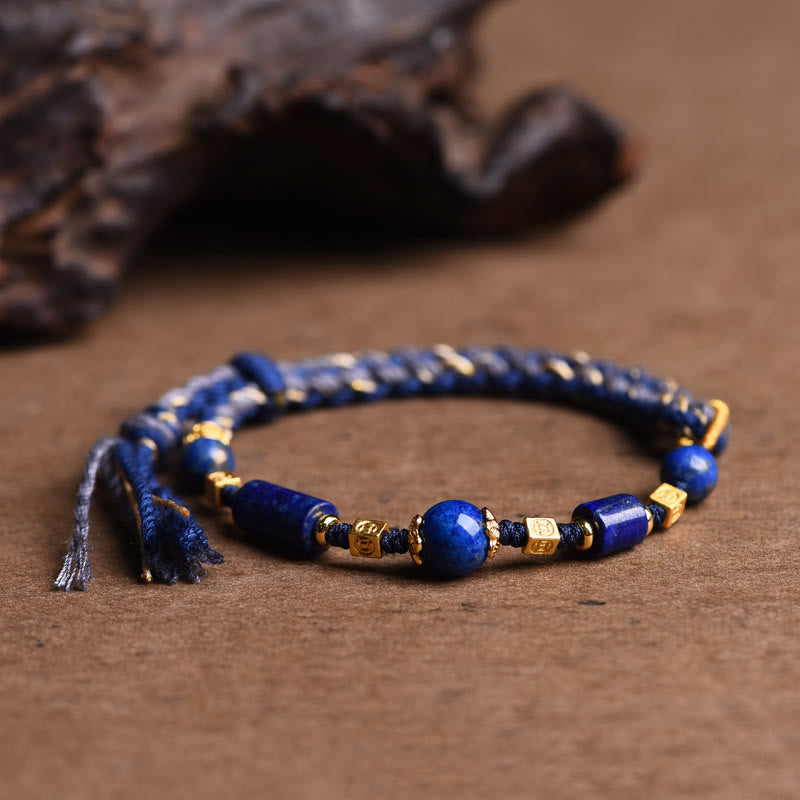 Wear FengShui Handmade Natural Lazurite Bead Positive Rope Bracelet