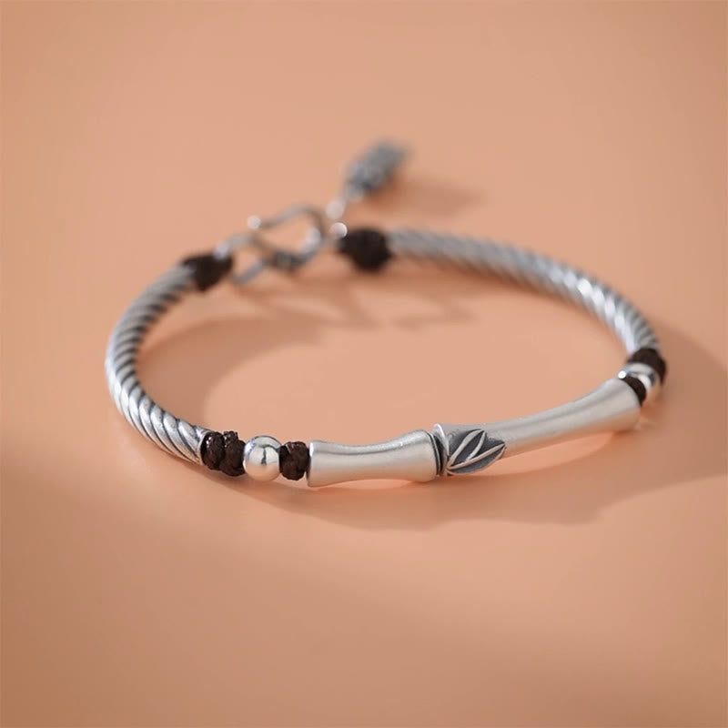 Wear FengShui 999 Sterling Silver Bamboo Pattern Cicada Luck Wealth Bracelet