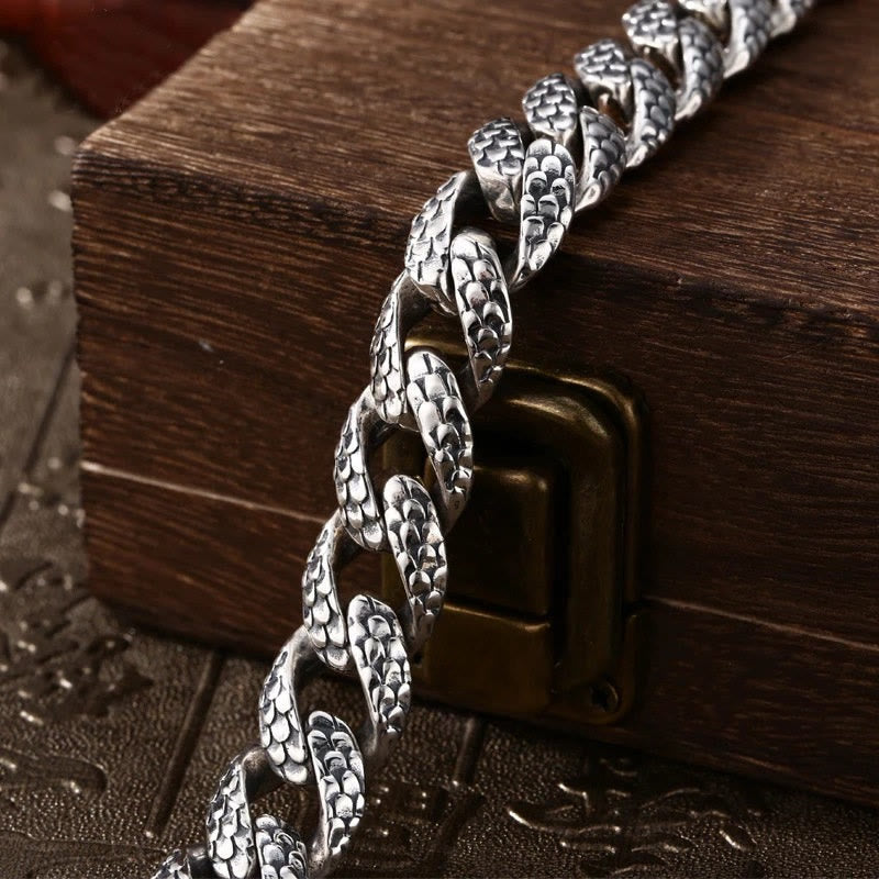 Wear FengShui Retro Dragon Scale Pattern Engraved Protection Bracelet