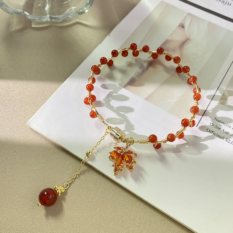 Wear FengShui Red Maple Leaf Luck Charm Bracelet