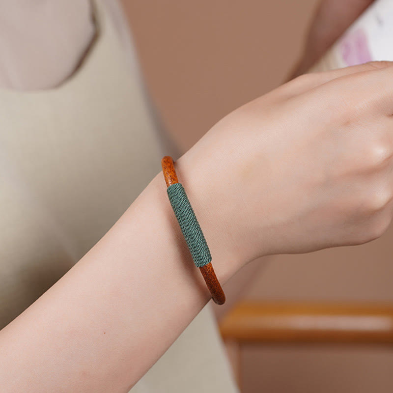Wear FengShui Tibetan Leather Handmade Five Elements Luck Braid String Buckle Bracelet