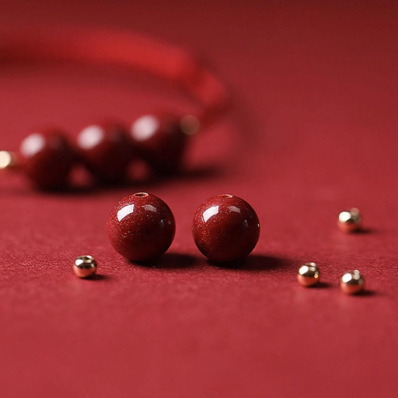 Wear FengShui Natural Lucky Cinnabar Bead Blessing String Bracelet Anklet