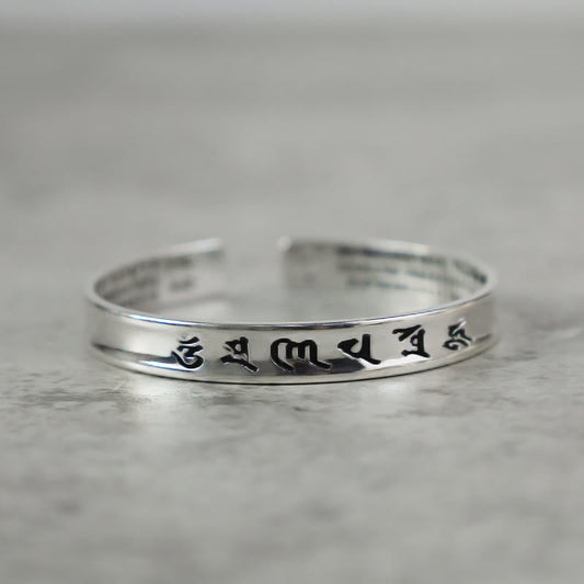 Wear FengShui Tibetan Mantra White Copper Bracelet
