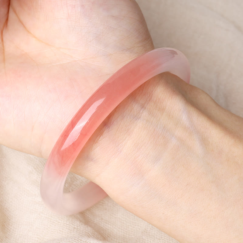 Wear FengShui Pink Golden Silk Jade Wealth Bracelet Bangle