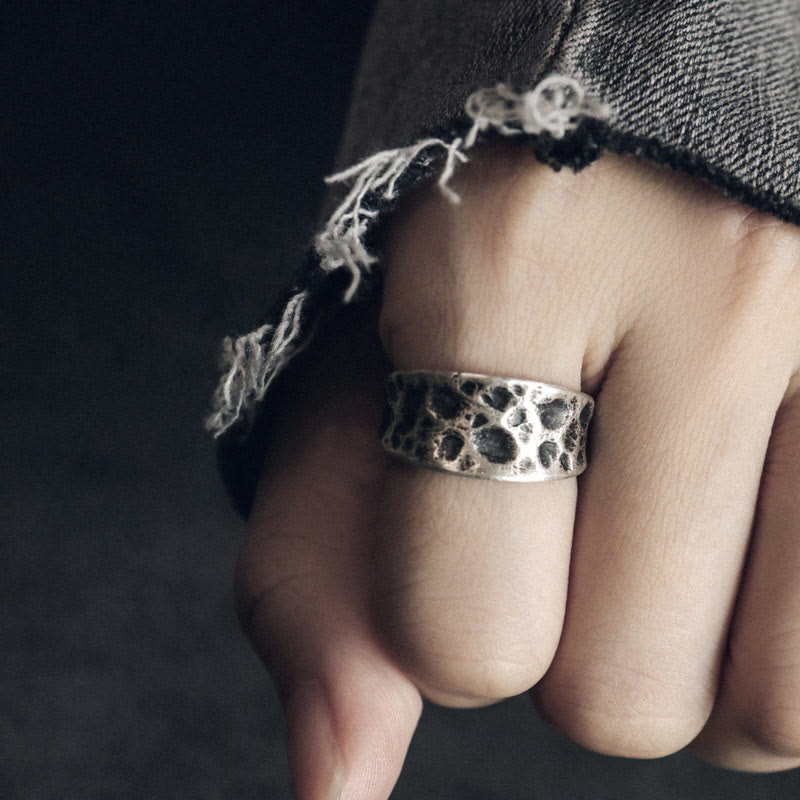 Wear FengShui 925 Sterling Silver Bump Texture Design Protection Ring