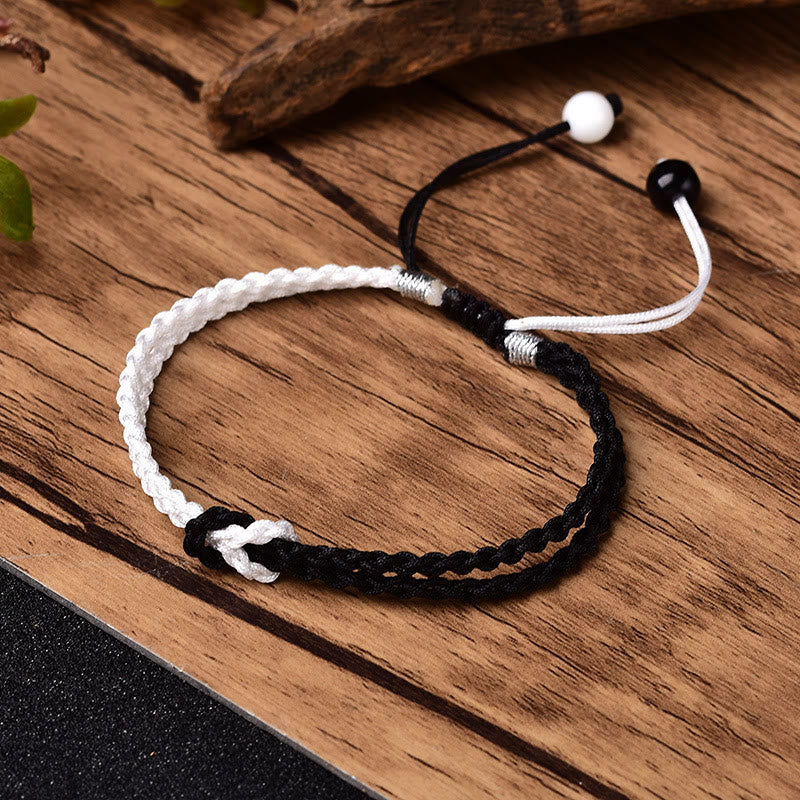 Wear FengShui Handmade Black White Rope Braided Healing Bracelet
