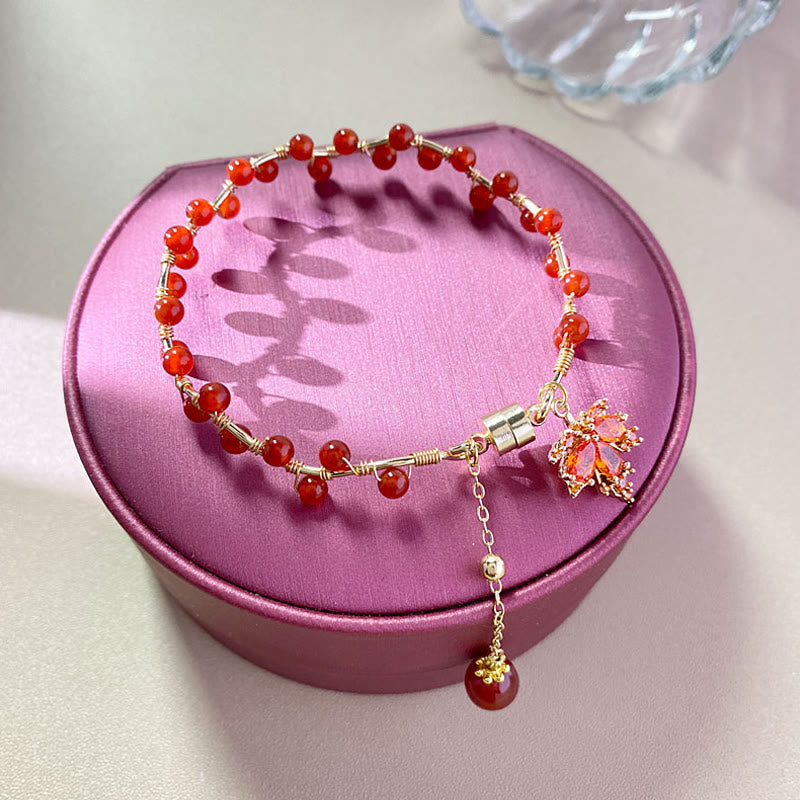 Wear FengShui Red Maple Leaf Luck Charm Bracelet