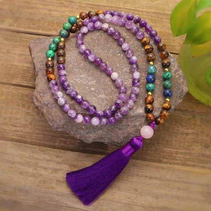 Wear FengShui Tibetan Amethyst Purify Bracelet Mala Set