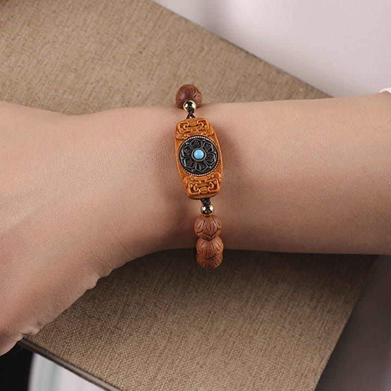 Wear FengShui Green Sandalwood Ebony Wood Sandalwood Om Mani Padme Hum Soothing Bracelet