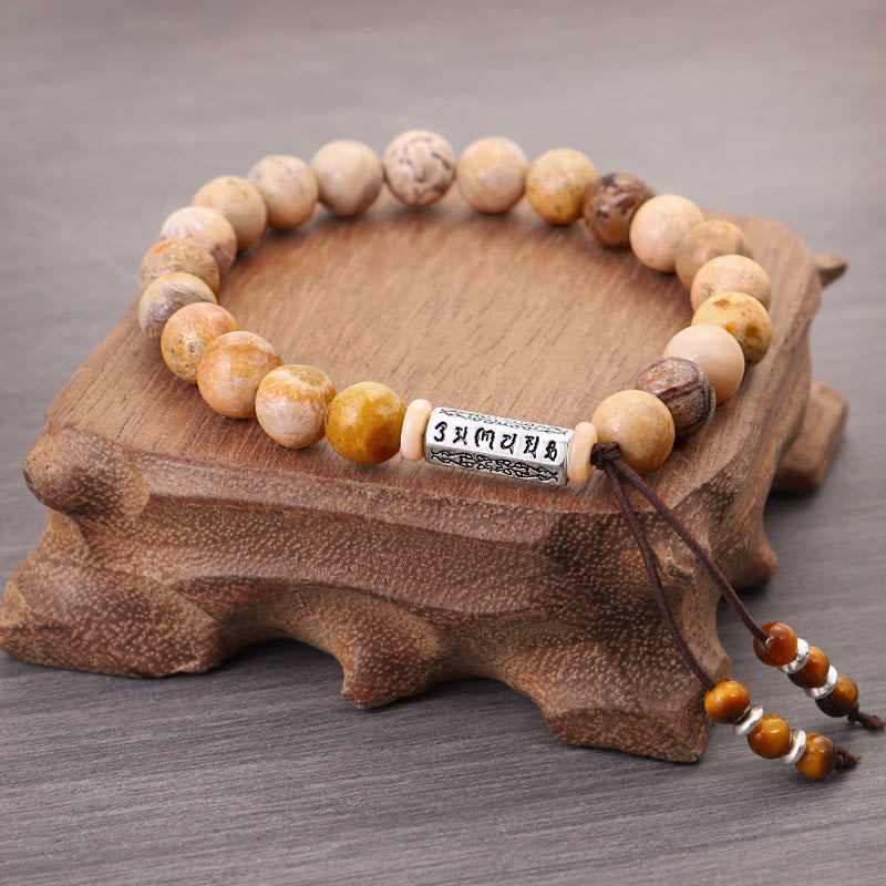 Wear FengShui Weathered Stone Om Mani Padme Hum Strengthen Bracelet