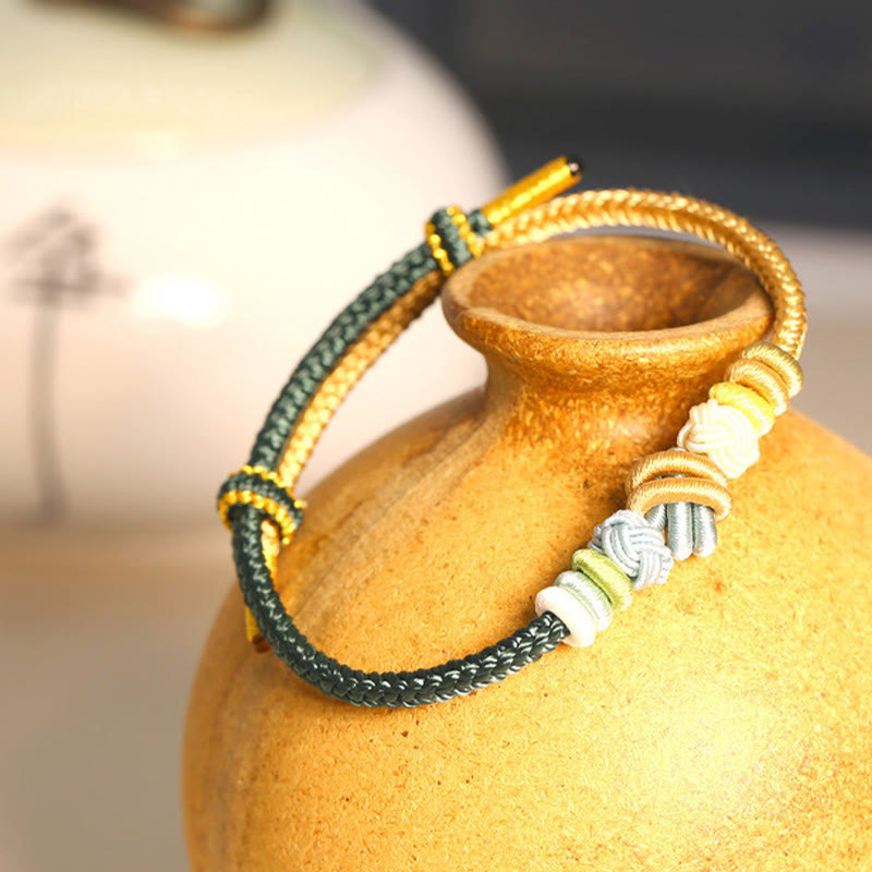Wear FengShui Two-Color Rope Handcrafted Eight Thread Peace Knot Luck Connection Bracelet