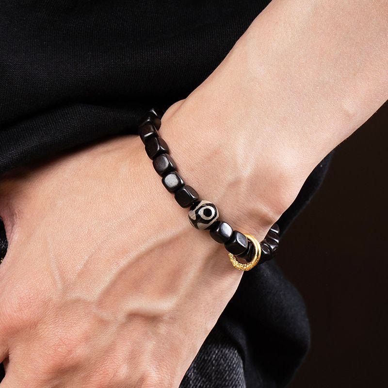 Wear FengShui Tibetan Ebony Wood Dzi Bead Balance Calm Bracelet