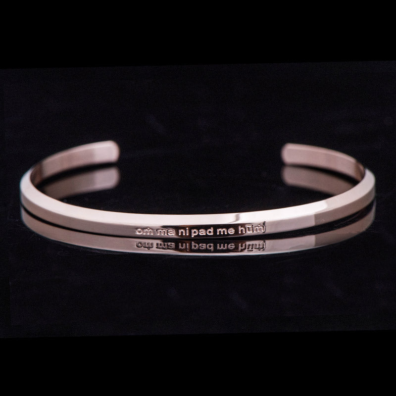 Wear FengShui Six True Words Engraving Titanium Steel Blessing Protection Bracelet