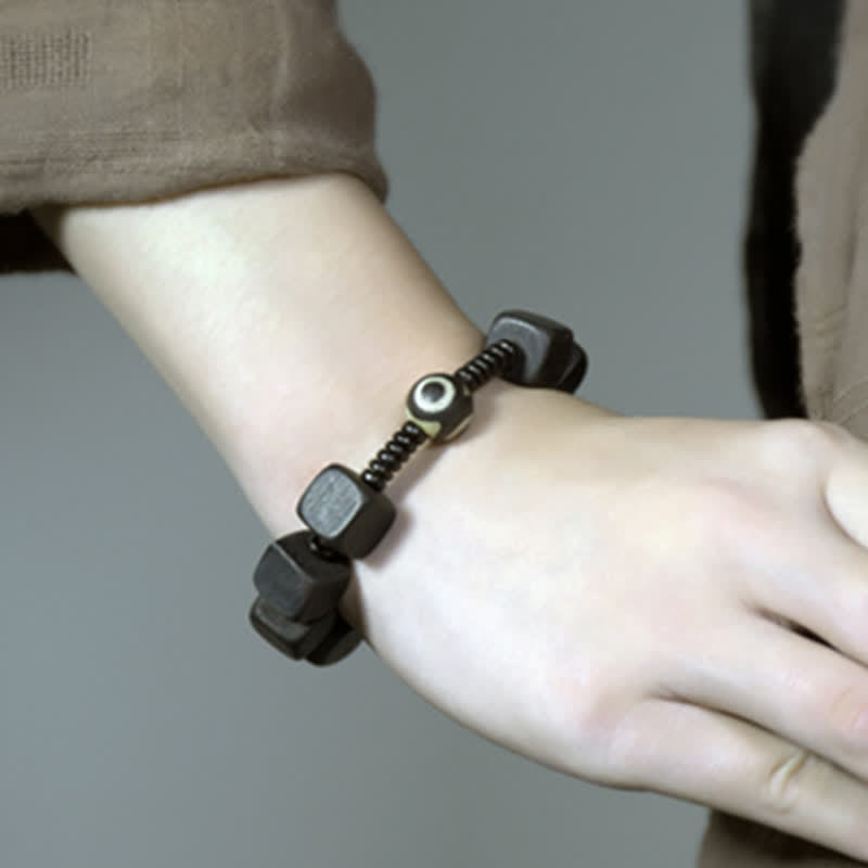 Wear FengShui Tibetan Ebony Wood Dzi Bead Strength Bracelet