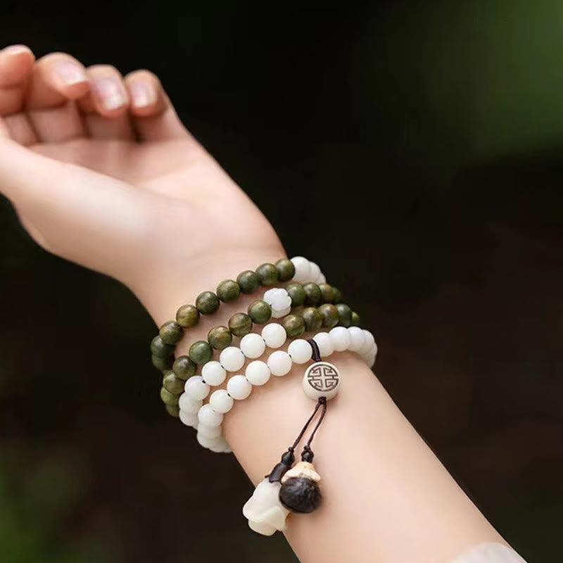 Wear FengShui Natural Green Sandalwood Bodhi Seed Soothing Bracelet