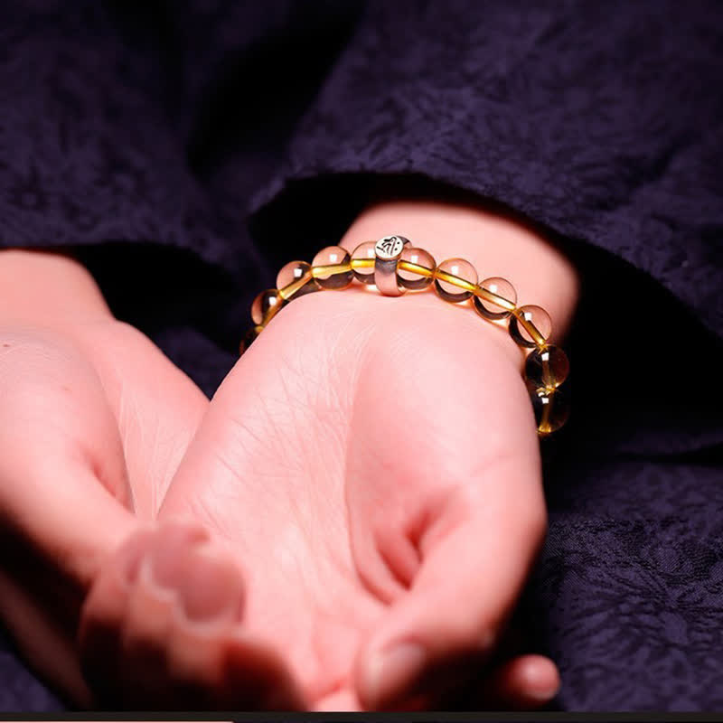 Wear FengShui 925 Sterling Silver Chinese Zodiac Natal Buddha Citrine Protection Bracelet