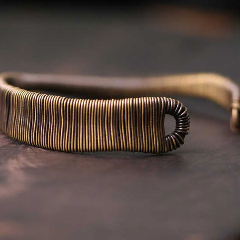 Wear FengShui Simple Design Wrapped Brass Copper Luck Wealth Adjustable Cuff Bracelet