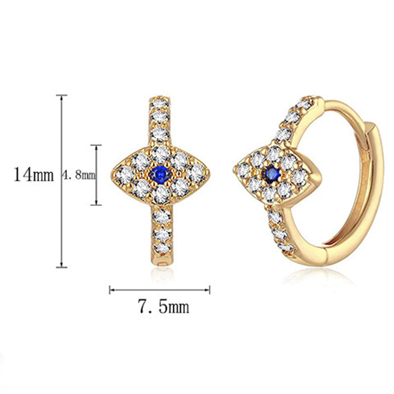 Wear FengShui 925 Sterling Silver Evil Eye Symbol Blessing Stud Earrings