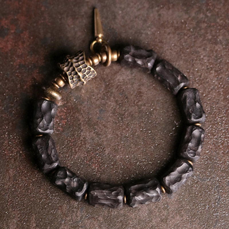Wear FengShui Ebony Wood Copper Balance Protection Couple Bracelet