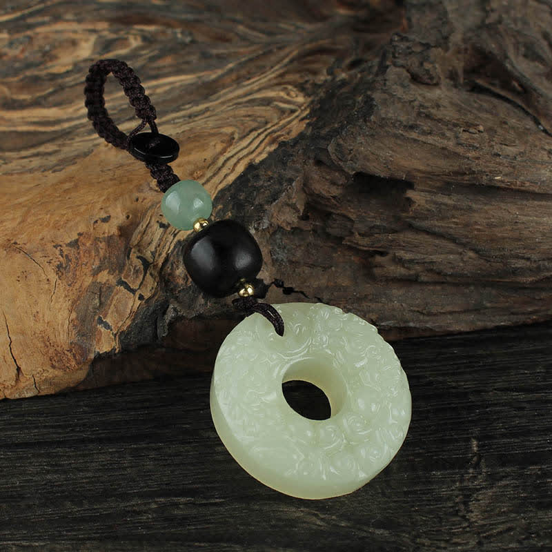 Wear FengShui PiXiu Jade Peace Buckle Abundance Wealth Key Chain