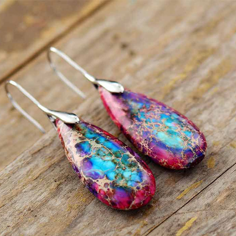 Wear FengShui Emperor Stone Crystal Happiness Earrings