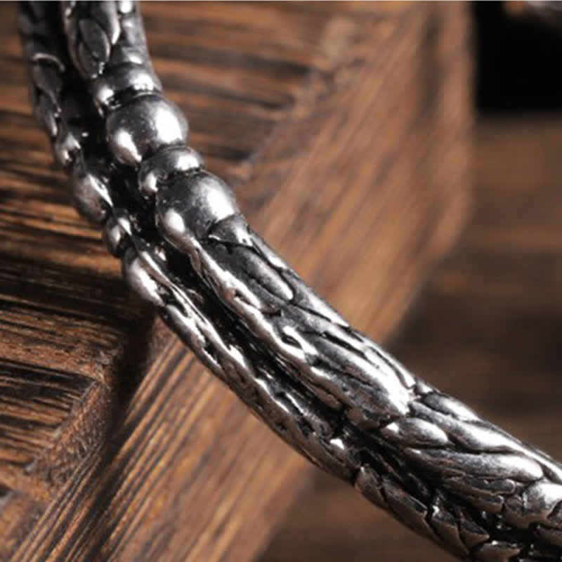 Wear FengShui Flower Dragon Pattern Engraved Balance Cuff Bracelet Bangle