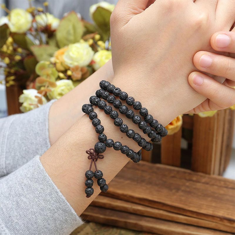 Wear FengShui Natural Lava Rock 108 Beads Protection Bracelet