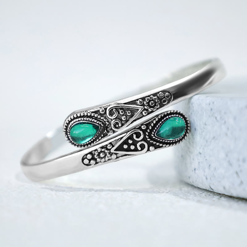 Wear FengShui Zircon Water Drop Pattern Healing Cuff Bracelet Bangle
