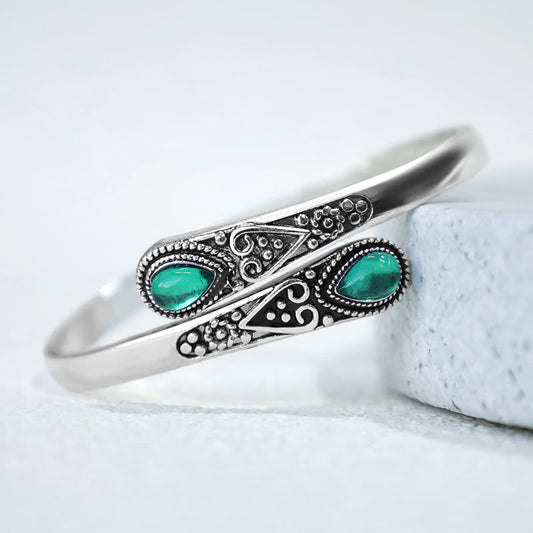 Wear FengShui Zircon Water Drop Pattern Healing Cuff Bracelet Bangle