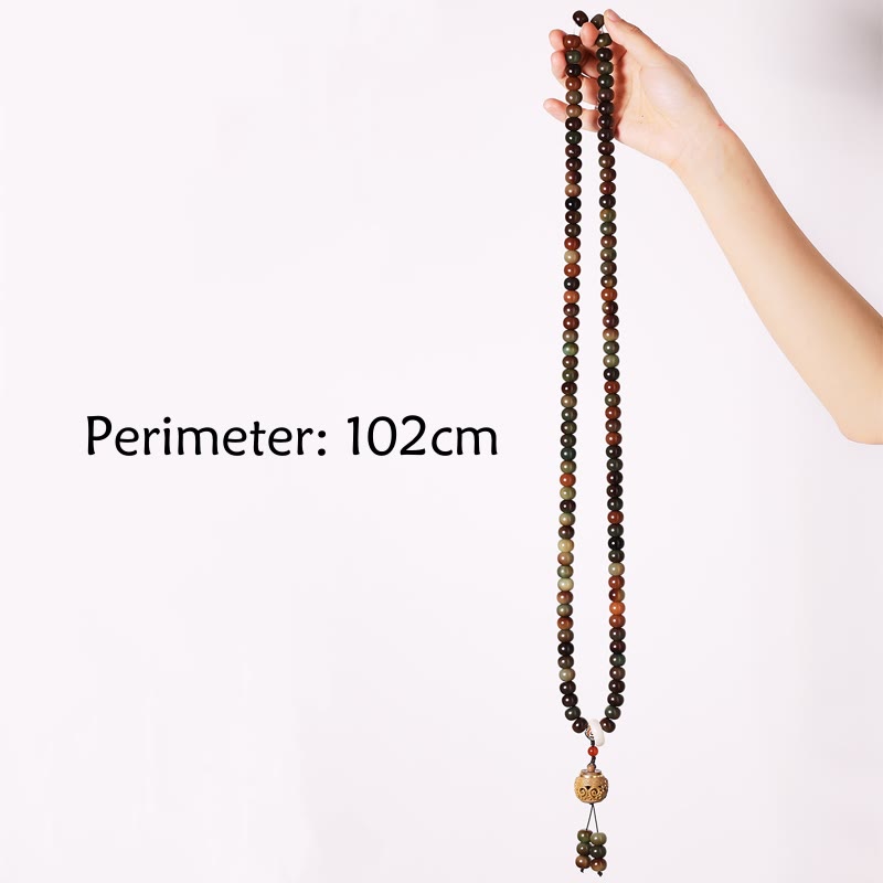 Wear FengShui 108 Mala Beads Dunhuang Color Bodhi Seed Dzi Bead Keep Away Evil Spirits Bracelet