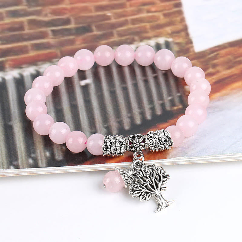 Wear FengShui Natural Gemstone Tree of Life Lucky Charm Stretch Bracelet