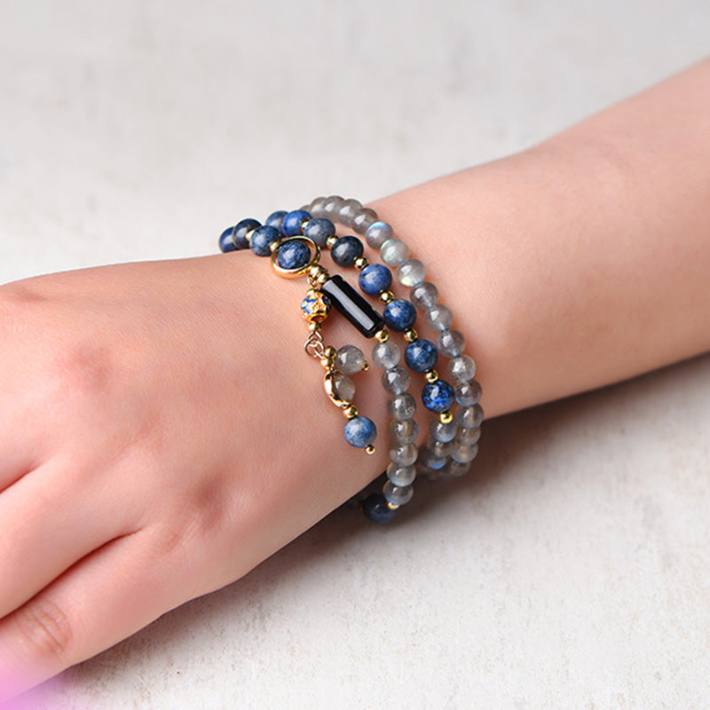 Wear FengShui Moonstone Lazurite Calm Healing Positive Bracelet