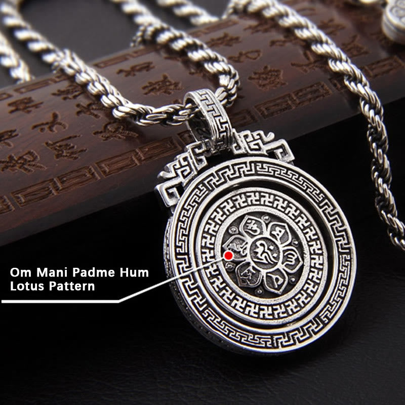 Wear FengShui Tibetan Om Mani Padme Hum Double Dorje Vajra Rotatable Purity Peace Necklace Pendant