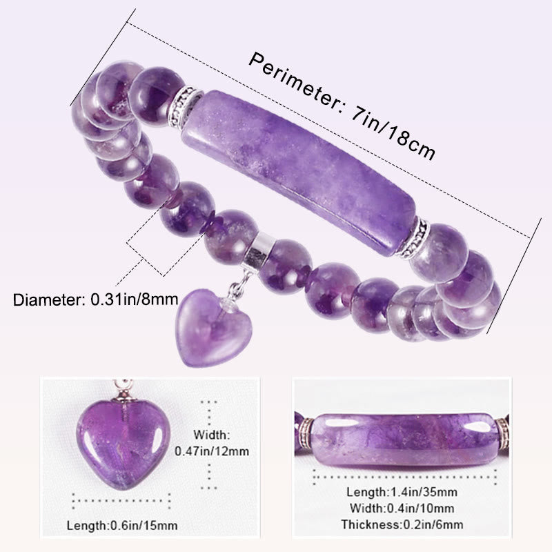 Wear FengShui Natural Quartz Love Heart Healing Beads Bracelet