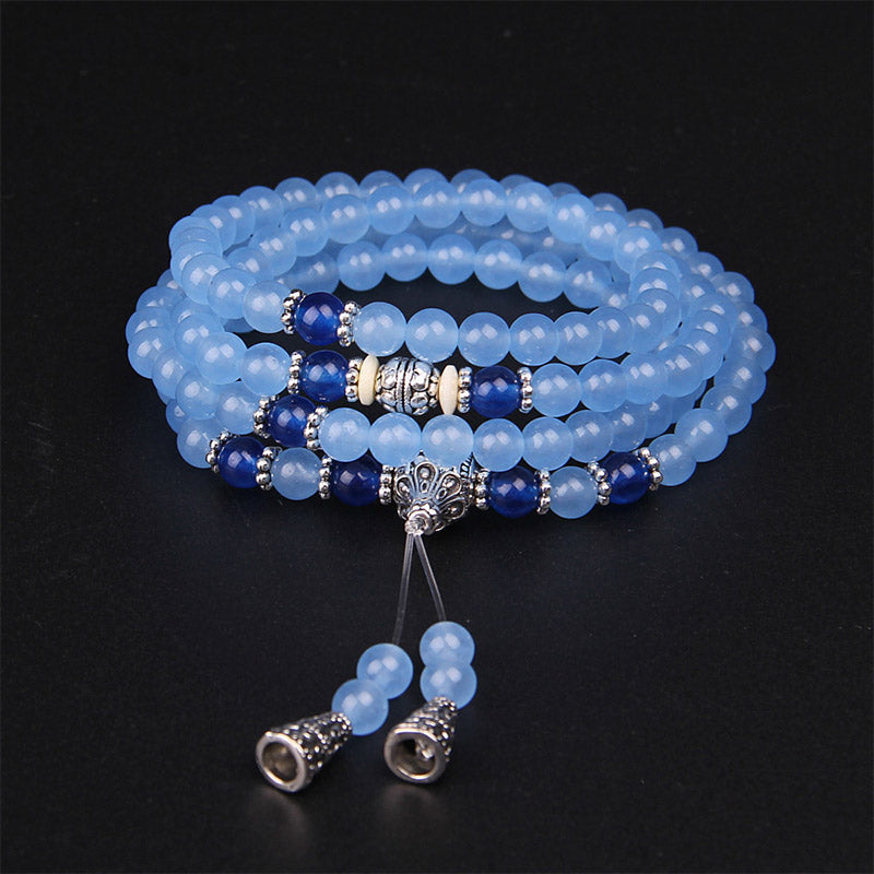 Wear FengShui 108 Beads Blue Crystal Healing Bracelet Mala