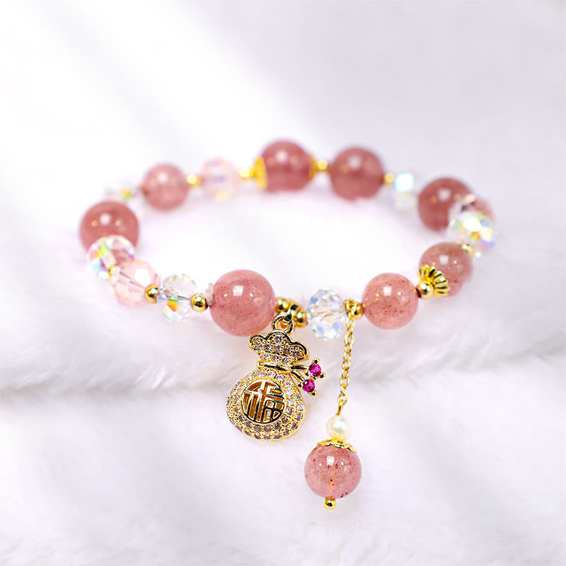 Wear FengShui "Wishing Love and Sweet Blessings"Strawberry Quartz Bracelet Includes Gift Message Card