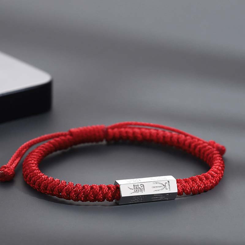 Wear FengShui 925 Sterling Silver Letter Engraving Blessing String Bracelet