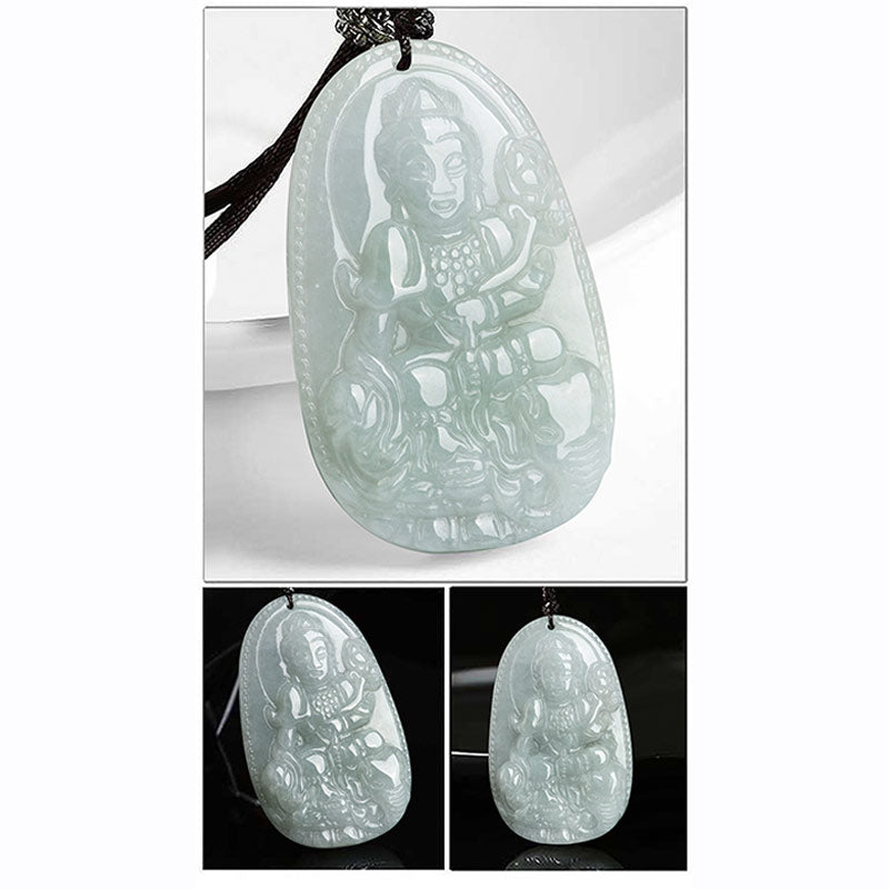 Wear FengShui Chinese Zodiac Natal Buddha Jade Wealth Prosperity Necklace Pendant