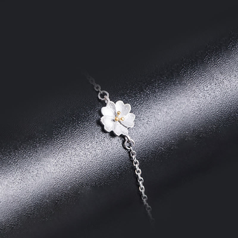 Wear FengShui 925 Sterling Silver Cherry Blossom Blessing Chain Bracelet